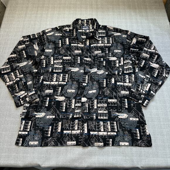 Phat Farm Shirt Mens XXL Black Nautical Ship Yacht Rope Knots Y2K Hip Hop - Picture 1 of 9